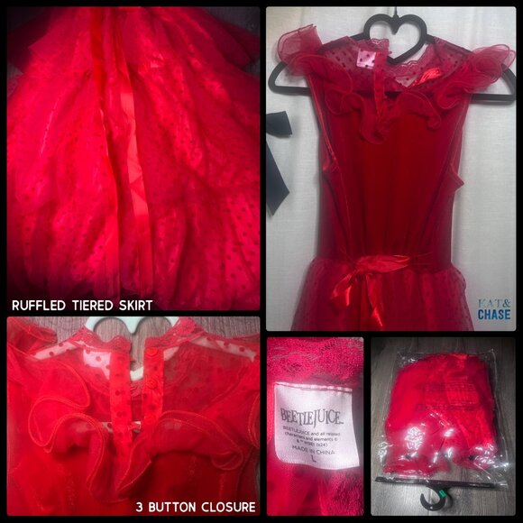 Spirit Halloween Beetlejuice Bride Lydia Deetz Dress Youth L 12-14 Kids Costume - Picture 7 of 12